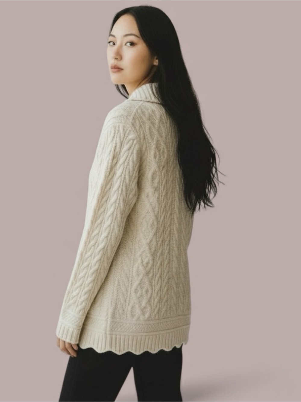 INIS CRAFTS Women's Cream Cable Knit Cardigan Sweater ~ Ireland     size Small